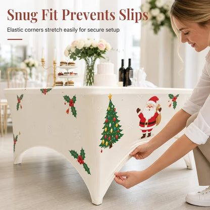 ⭐️Christmas Stretch Fitted Table Cover for Rectangular Tables