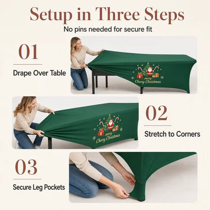 ⭐️Christmas Stretch Fitted Table Cover for Rectangular Tables