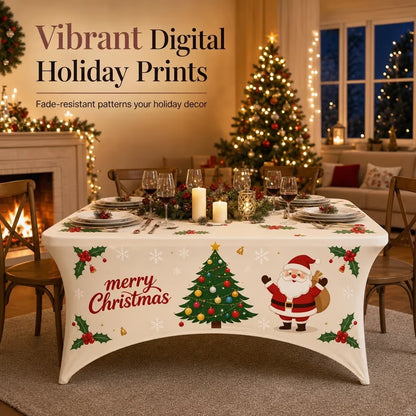 ⭐️Christmas Stretch Fitted Table Cover for Rectangular Tables