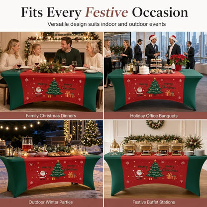 ⭐️Christmas Stretch Fitted Table Cover for Rectangular Tables