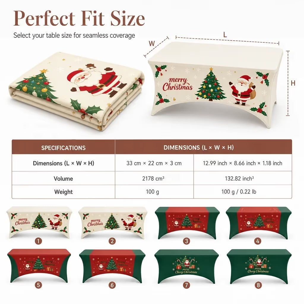 ⭐️Christmas Stretch Fitted Table Cover for Rectangular Tables
