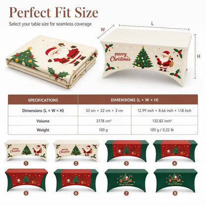 ⭐️Christmas Stretch Fitted Table Cover for Rectangular Tables