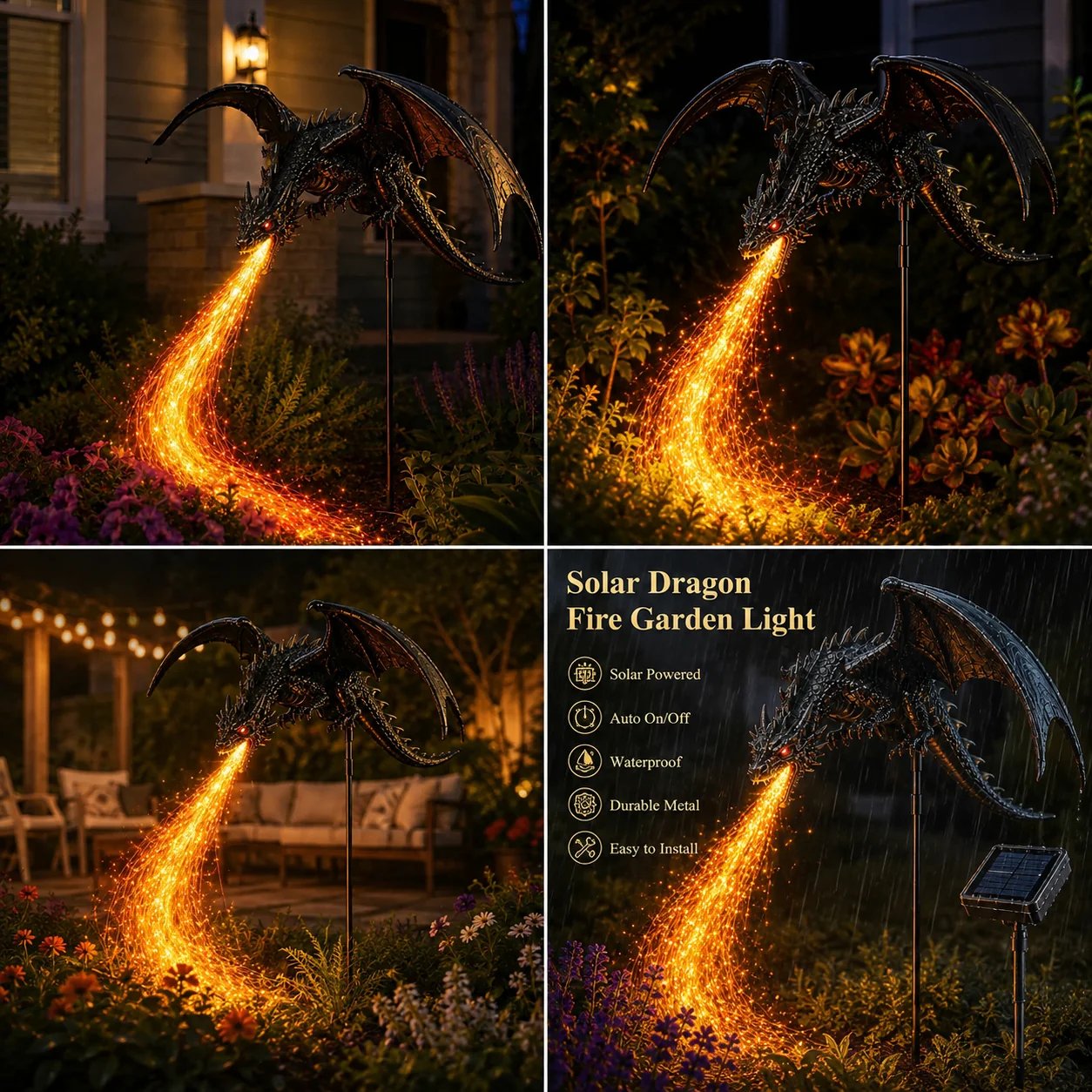 🔥LAST DAY 49% OFF - 🔥Solar Dragon Fire Garden Light