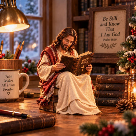 (🎁Last Day 49% OFF)✝️Keep Faith Close – Jesus Reading the Bible Figurine