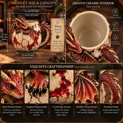 ⏳ Last Day 50% OFF – 🐉 Dragonbound Realms™ Sculpted Dragon Mug Collection | 6 Fantasy Realm Designs with Raised 3D Dragon Details ☕
