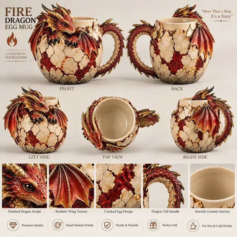 ⏳ Last Day 50% OFF – 🐉 Dragonbound Realms™ Sculpted Dragon Mug Collection | 6 Fantasy Realm Designs with Raised 3D Dragon Details ☕