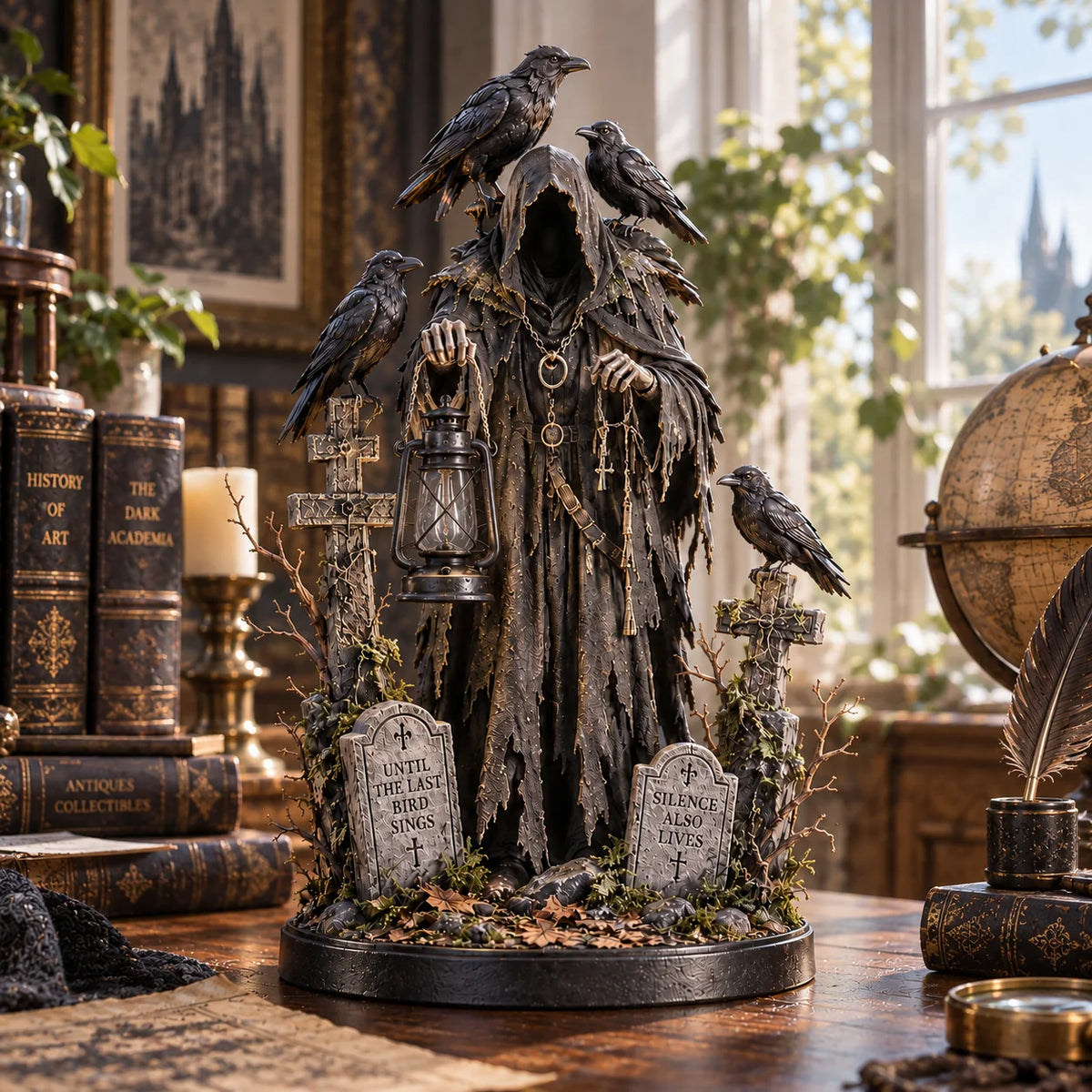 🐦‍⬛ Keeper Of The Last Light – Raven Guardian Lantern Statue