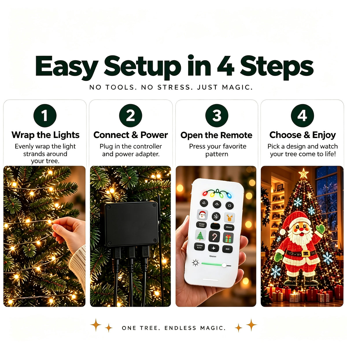 🎄 Upgrade Your Tree With Animated Christmas Magic! 🎅✨Lighted Tree Pro - Smart DlY App Controlled LED Christmas Tree Lights with Custom Holiday Patterns