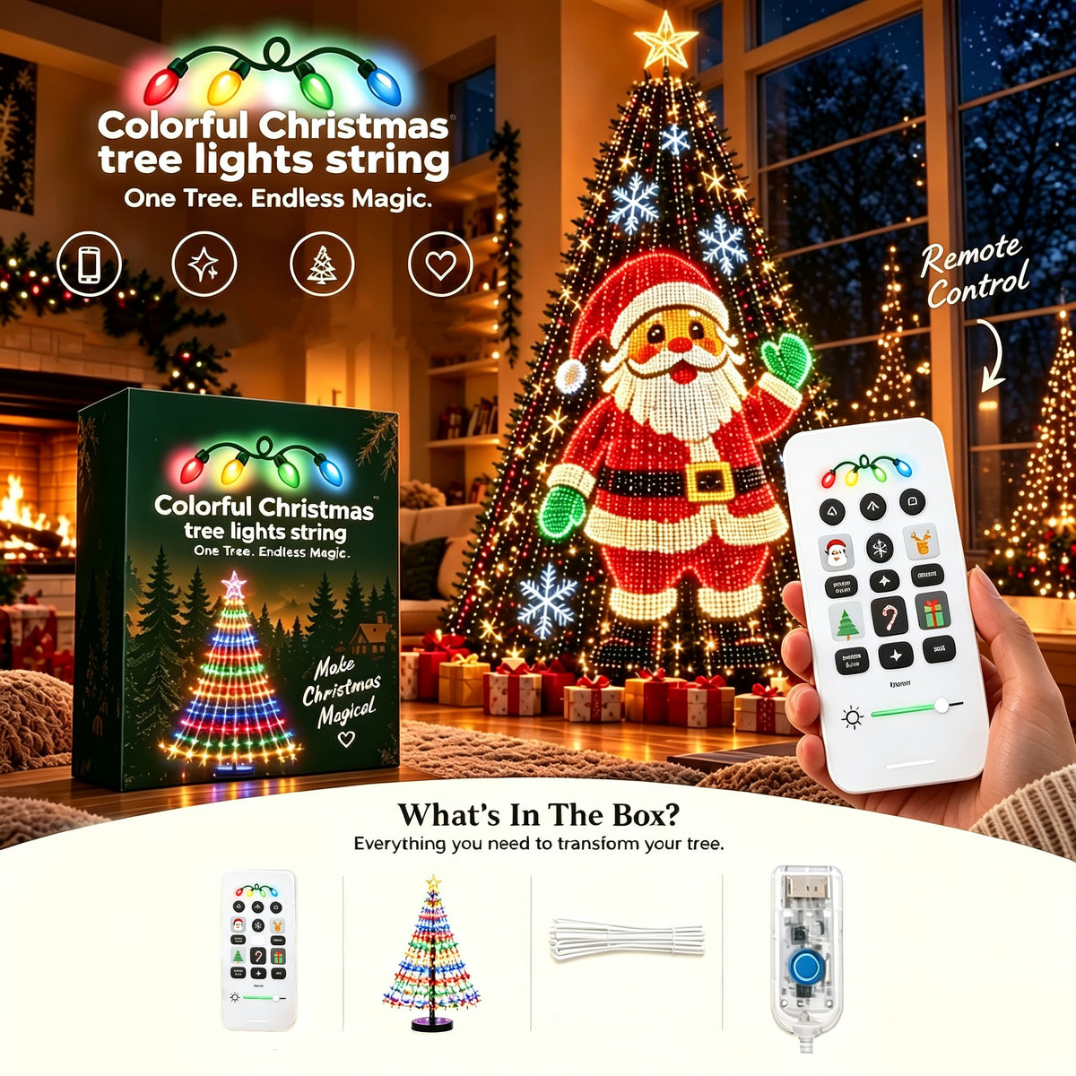 🎄 Upgrade Your Tree With Animated Christmas Magic! 🎅✨Lighted Tree Pro - Smart DlY App Controlled LED Christmas Tree Lights with Custom Holiday Patterns