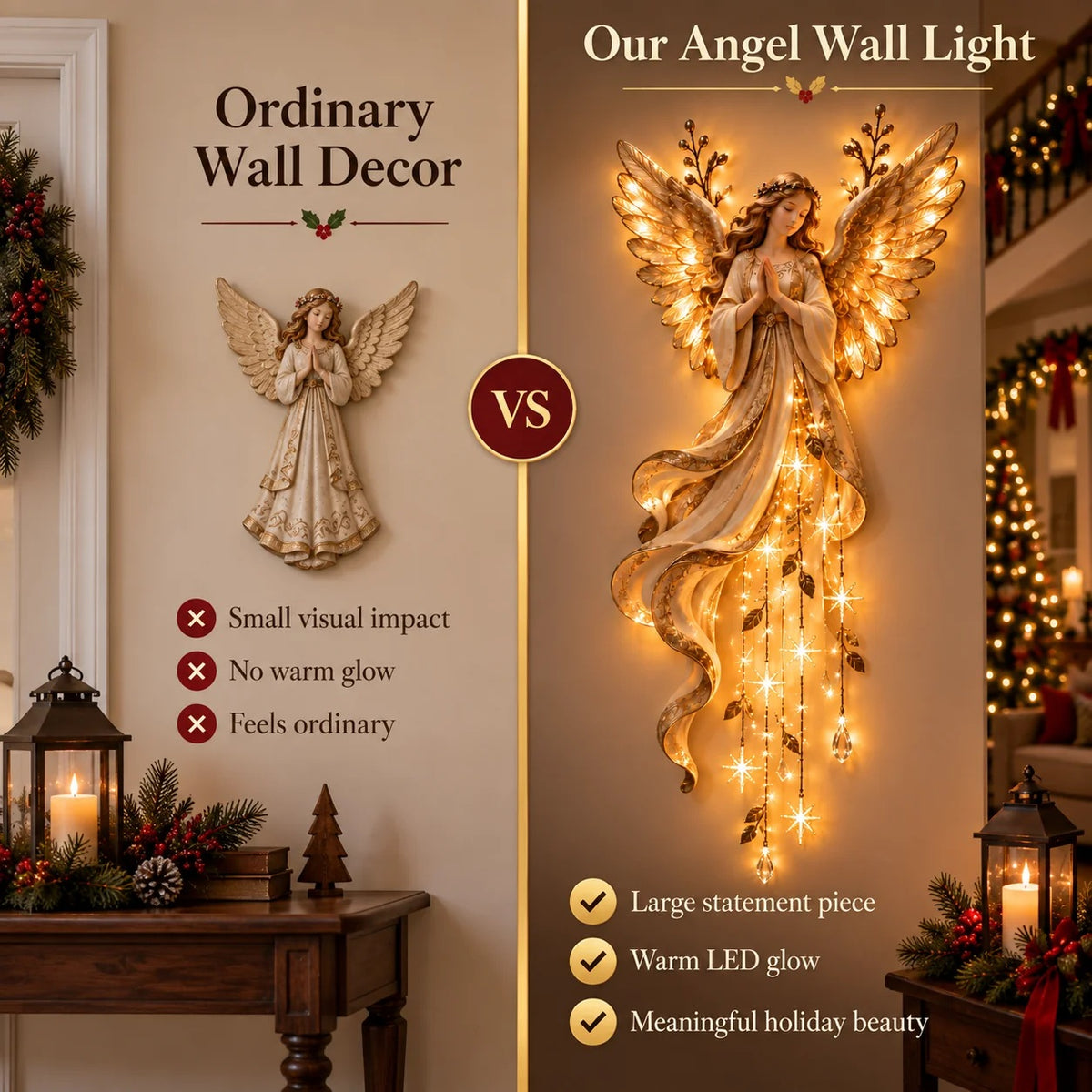 ✨Last Day 49% OFF👼Guardian Angel Starfall Cascade™ – Lighted Faith & Blessing Christmas Wall Decor✨
