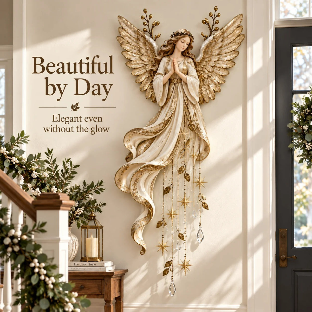 ✨Last Day 49% OFF👼Guardian Angel Starfall Cascade™ – Lighted Faith & Blessing Christmas Wall Decor✨