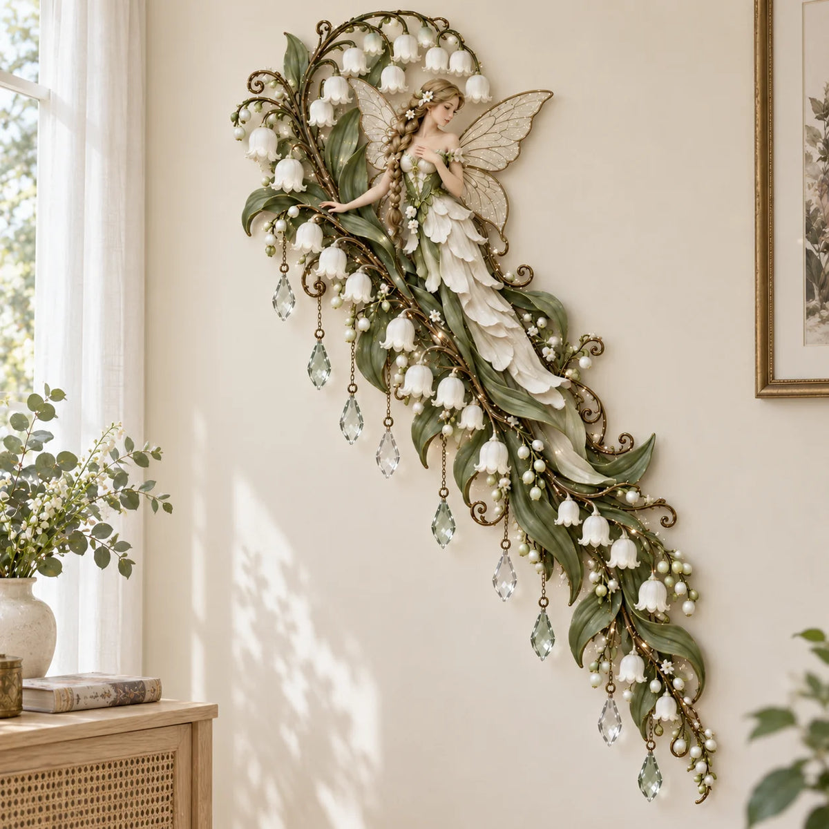 🌹🧚‍♀️Enchanted Flower Fairy Wall Light✨Cascading Floral Decor