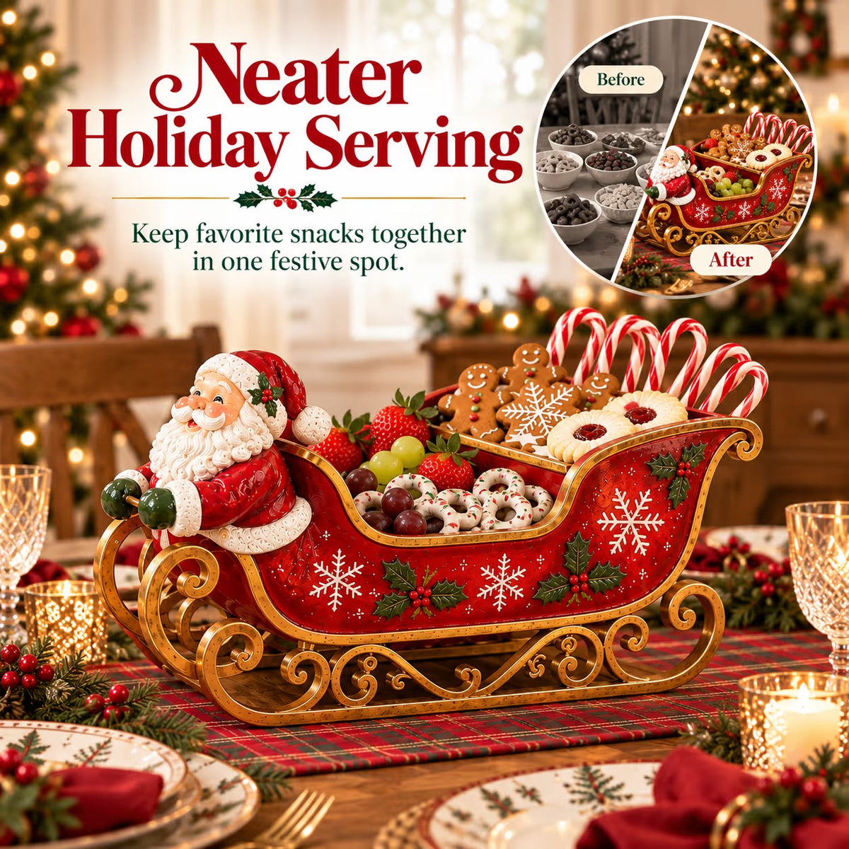 🎄 Up to 50% Off — 🎅 Santa Sleigh Serving Tray