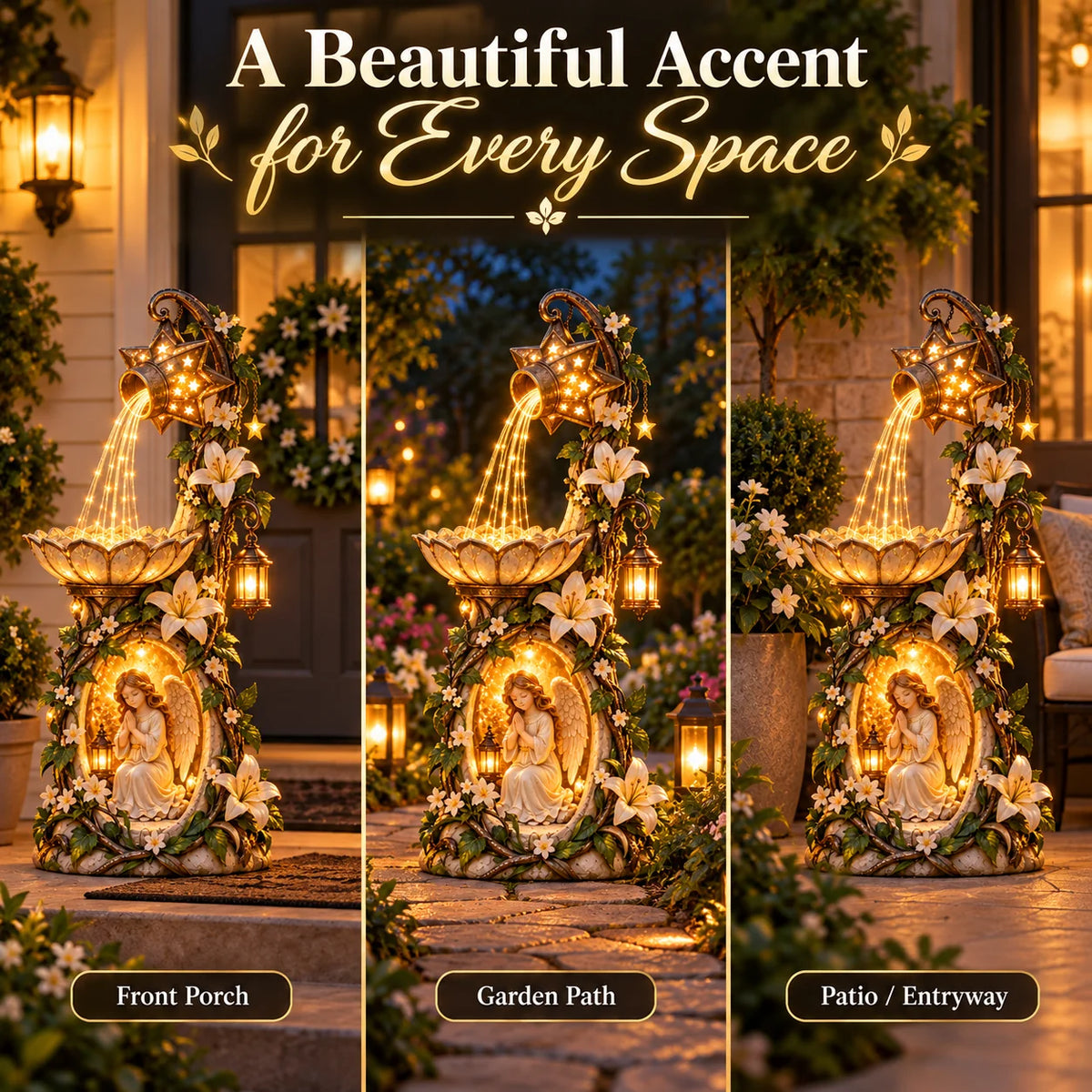 🔥 Last Day 49% Off👼✨ Angel Starlight Garden Fountain™ – Faith-inspired Lighted Outdoor Decor