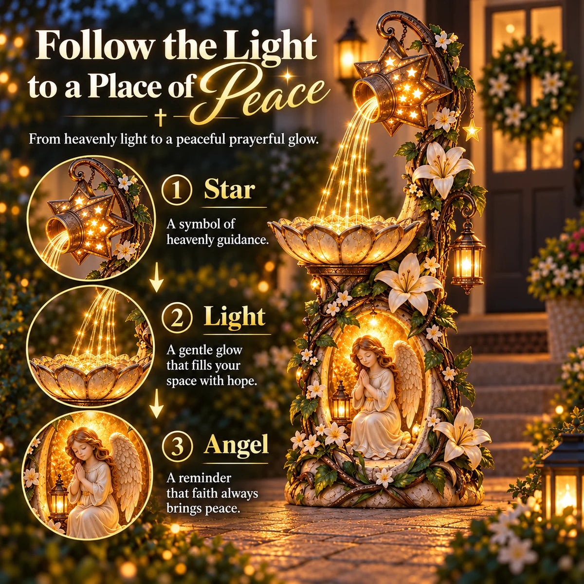 🔥 Last Day 49% Off👼✨ Angel Starlight Garden Fountain™ – Faith-inspired Lighted Outdoor Decor