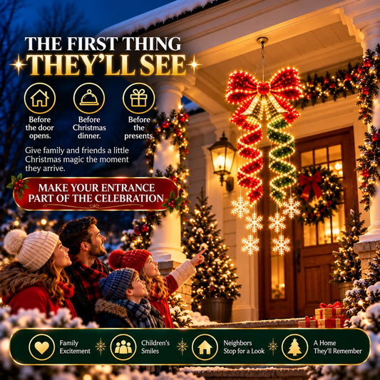 Giant Lighted Christmas Bow Hanging Decoration