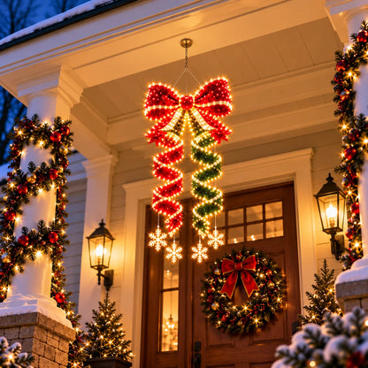 Giant Lighted Christmas Bow Hanging Decoration