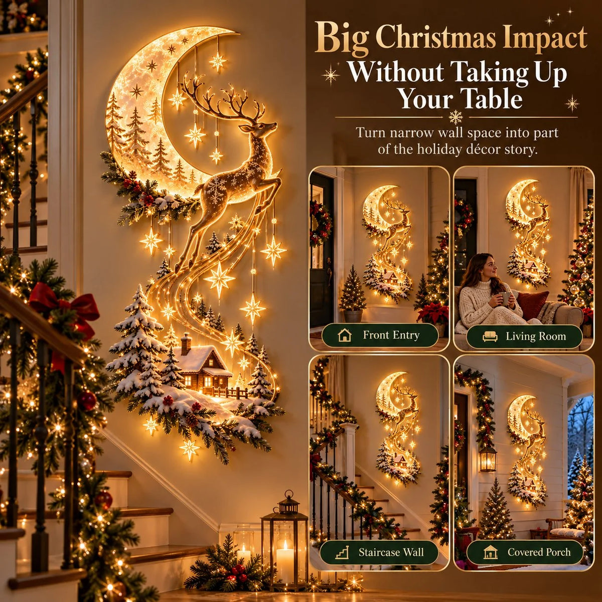 Reindeer Under the Starry Sky – Cozy Christmas Cabin
