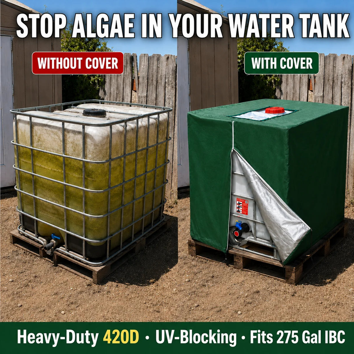 💧 Waterproof IBC Tote Cover – Heavy-Duty, UV-Blocking, Secure Fit