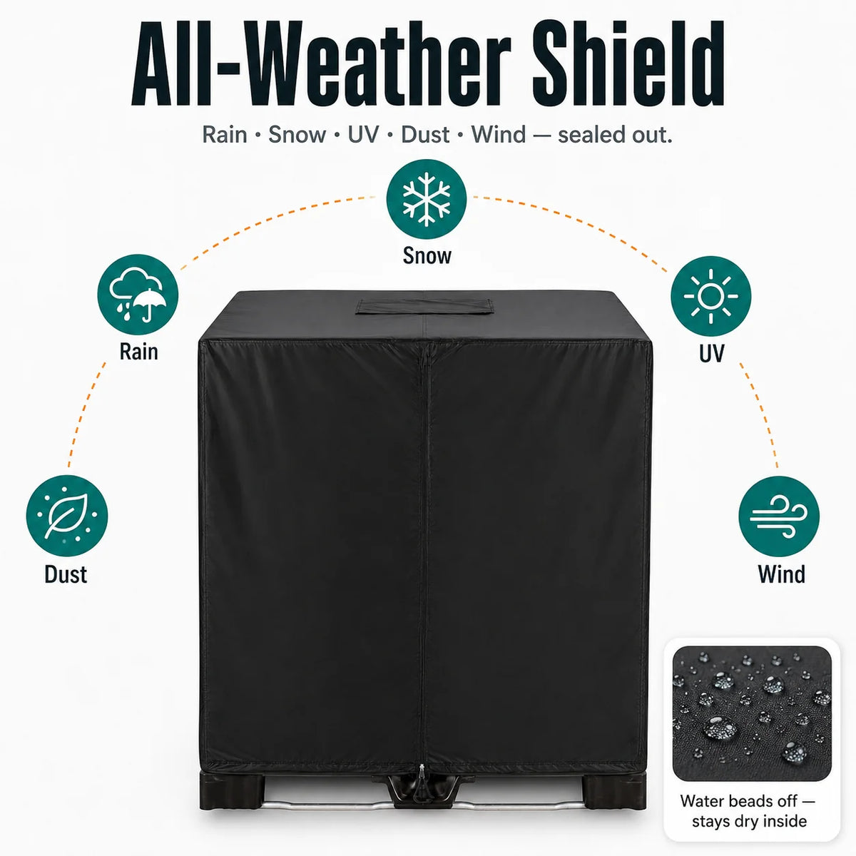 💧 Waterproof IBC Tote Cover – Heavy-Duty, UV-Blocking, Secure Fit