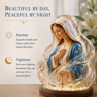 🔥LAST DAY 49% OFF - 🙏Our Lady of Starlight Illuminated Prayer Statue | Religious Decor & Faith Gift✨