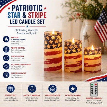 🇺🇸 3-Piece Set - Patriotic Flameless Candles