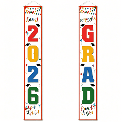 🎓Class of 2026 Graduation Banner | Congrats Grad Front Door Porch Decor for Graduation Party