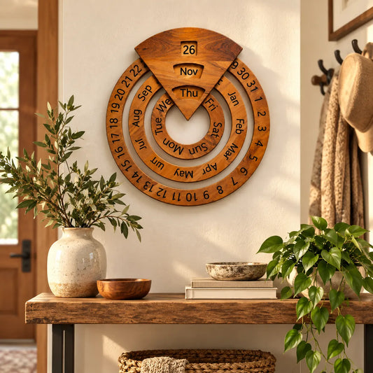 🕰Vintage Wooden Perpetual Calendar – Timeless Desk Decor