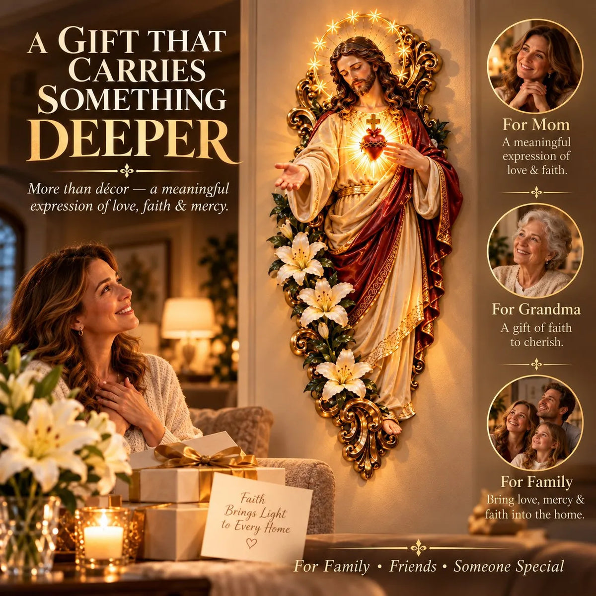 🕊️ Sacred Heart Of Jesus Lighted Wall Decor