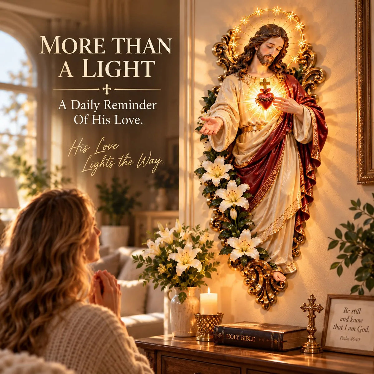 🕊️ Sacred Heart Of Jesus Lighted Wall Decor