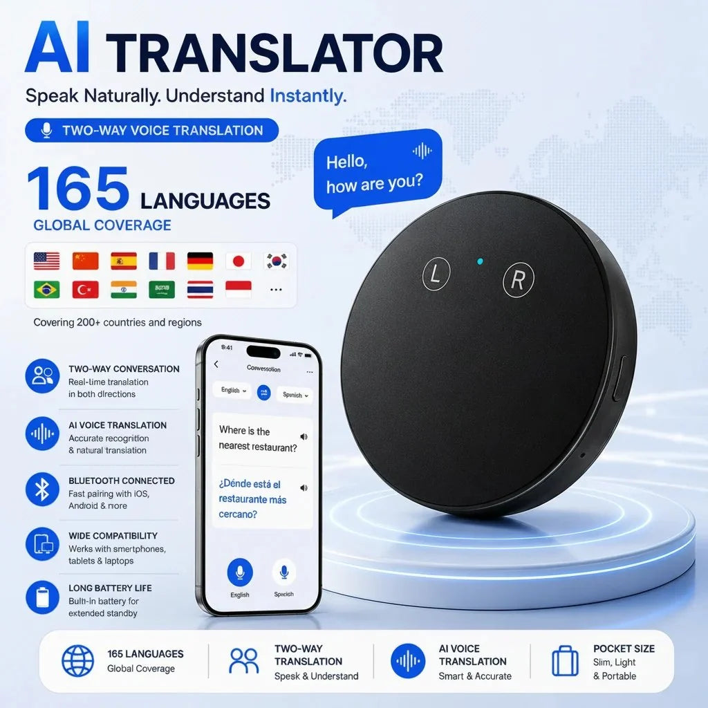 50% OFF🤖 AI Pocket Translator – Real-Time Two-Way Voice Translation in 165+ Languages