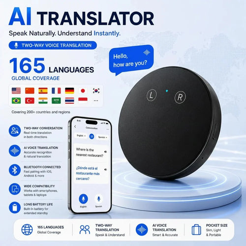50% OFF🤖 AI Pocket Translator – Real-Time Two-Way Voice Translation in 165+ Languages