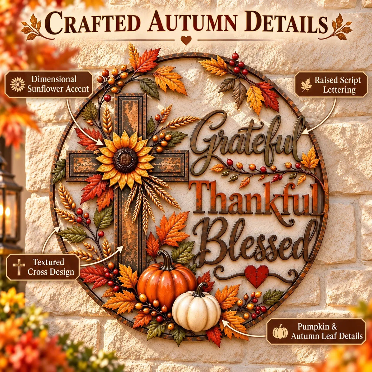 🍂 Grateful • Thankful • Blessed™ Fall Faith Wall Decor ✝️🌻