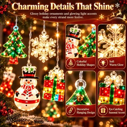 🎁Christmas Ornament Curtain Lights – Light-Up Holiday Window Decorations for Home