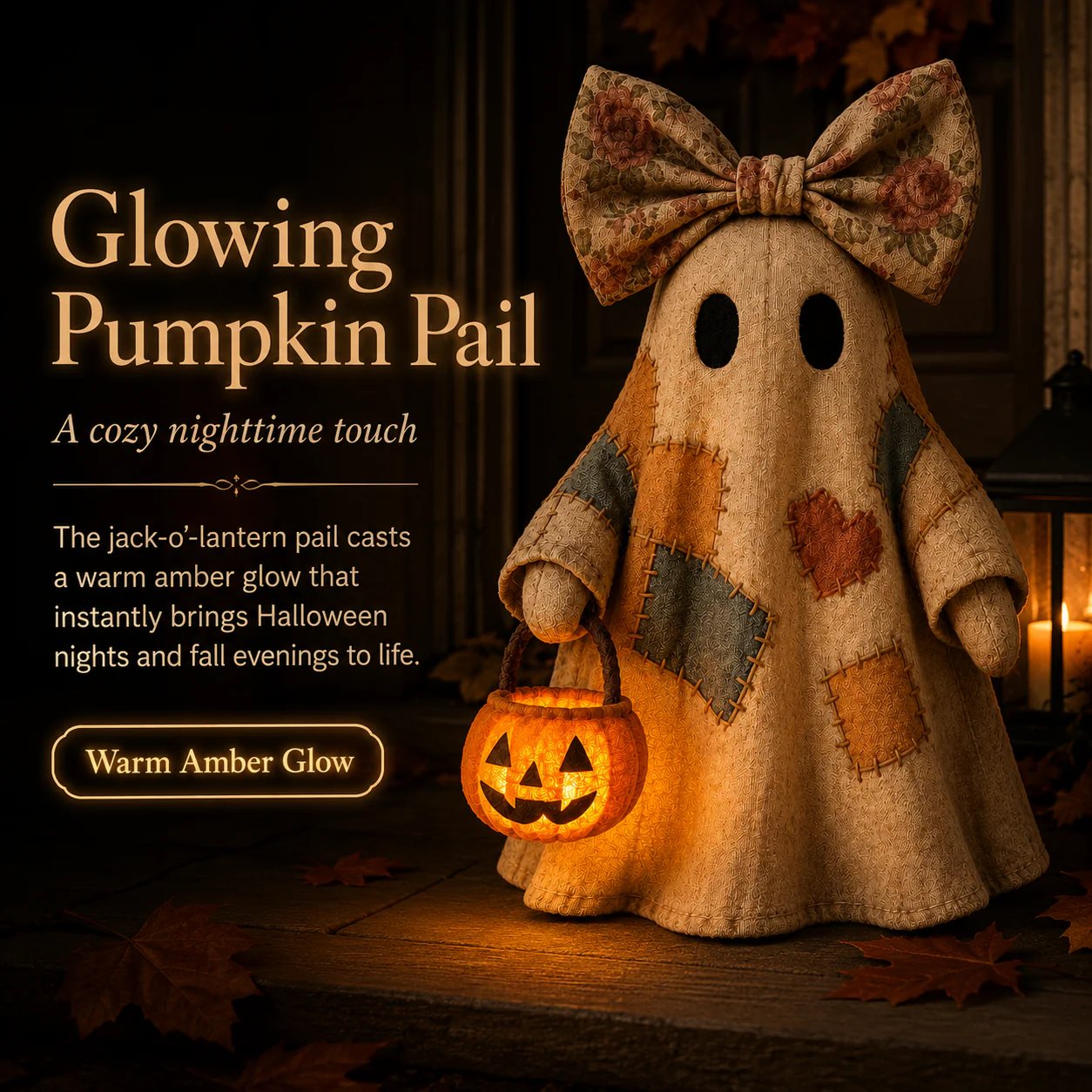 👻 Handmade Patchwork Ghost Pumpkin Lantern🎃