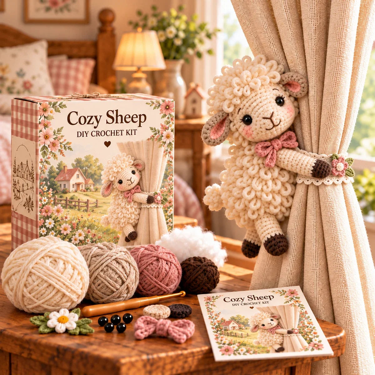 🐮 DIY Crochet Farm Animal Curtain Tieback Kits