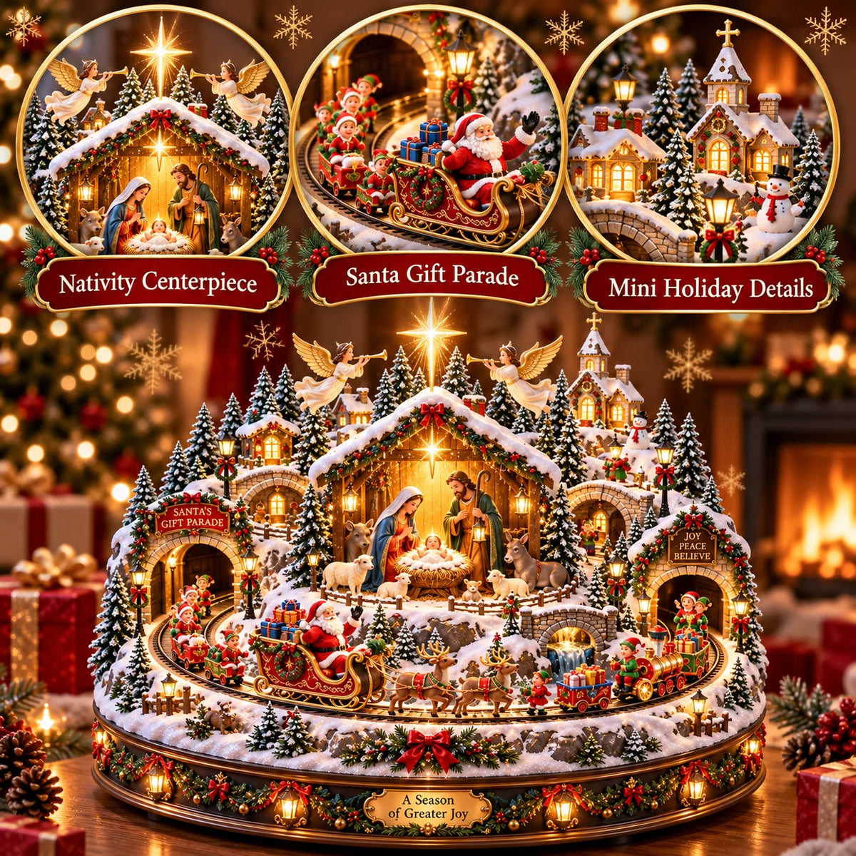 Nativity Scene & Santa’s Christmas Gift Parade ✝️🎅 – Lighted Holiday Village with a Touch of Christmas Magic ✨🎄