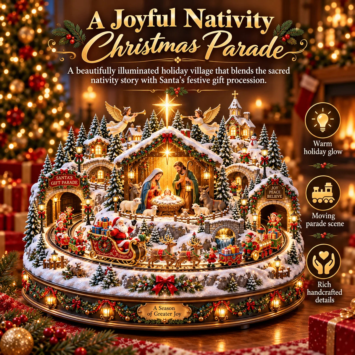Nativity Scene & Santa’s Christmas Gift Parade ✝️🎅 – Lighted Holiday Village with a Touch of Christmas Magic ✨🎄