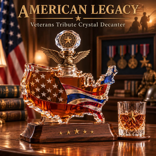A TRIBUTE THAT LASTS-Veterans Tribute Crystal Decanter