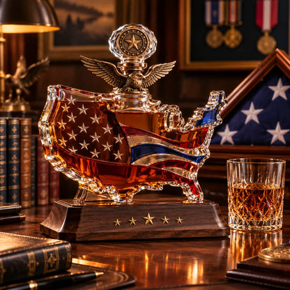A TRIBUTE THAT LASTS-Veterans Tribute Crystal Decanter