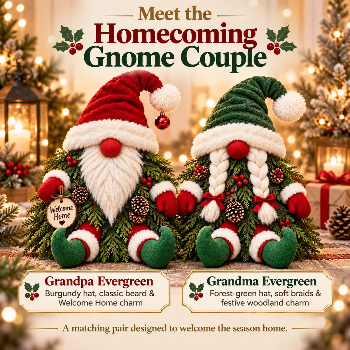 Christmas Evergreen Gnome Decorations
