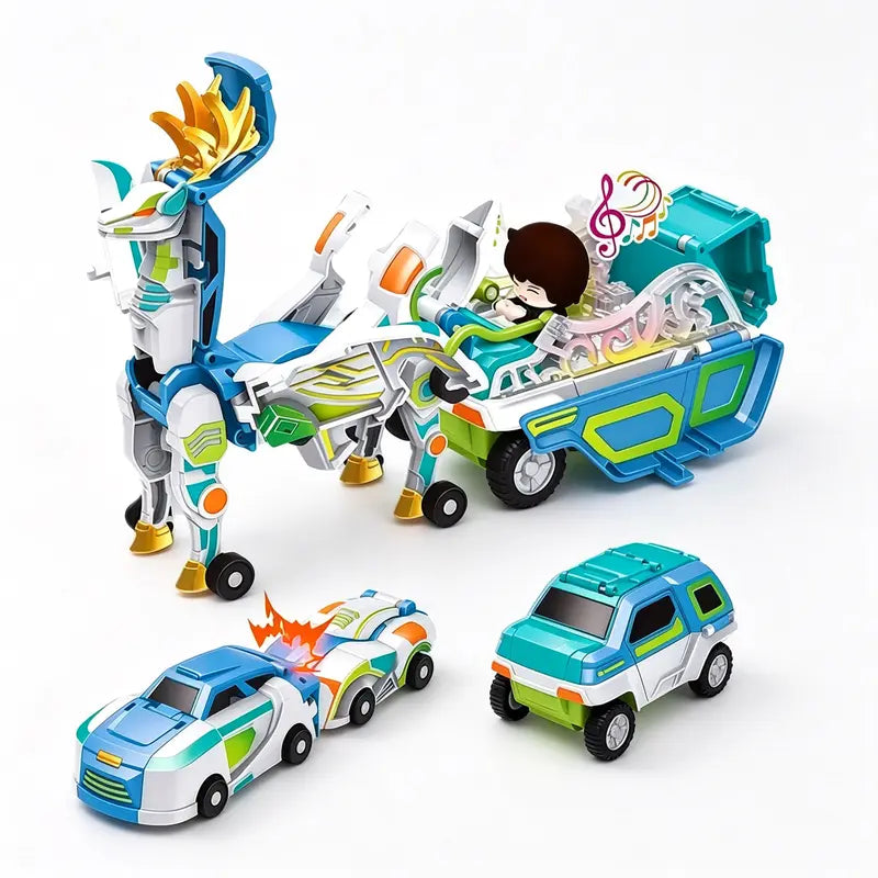 2-in-1 Magnetic Transforming Dragon Car Toy – Racing Car Set
