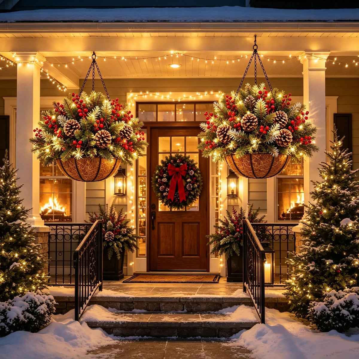 🎄 50% OFF Today | ✨ Pre-Lit Christmas Hanging Basket | 🌿 Get Your Porch Ready Early