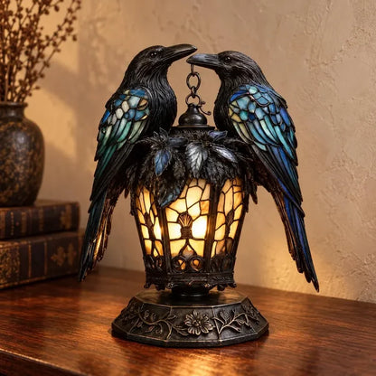 Gothic Stained-glass Raven Lantern