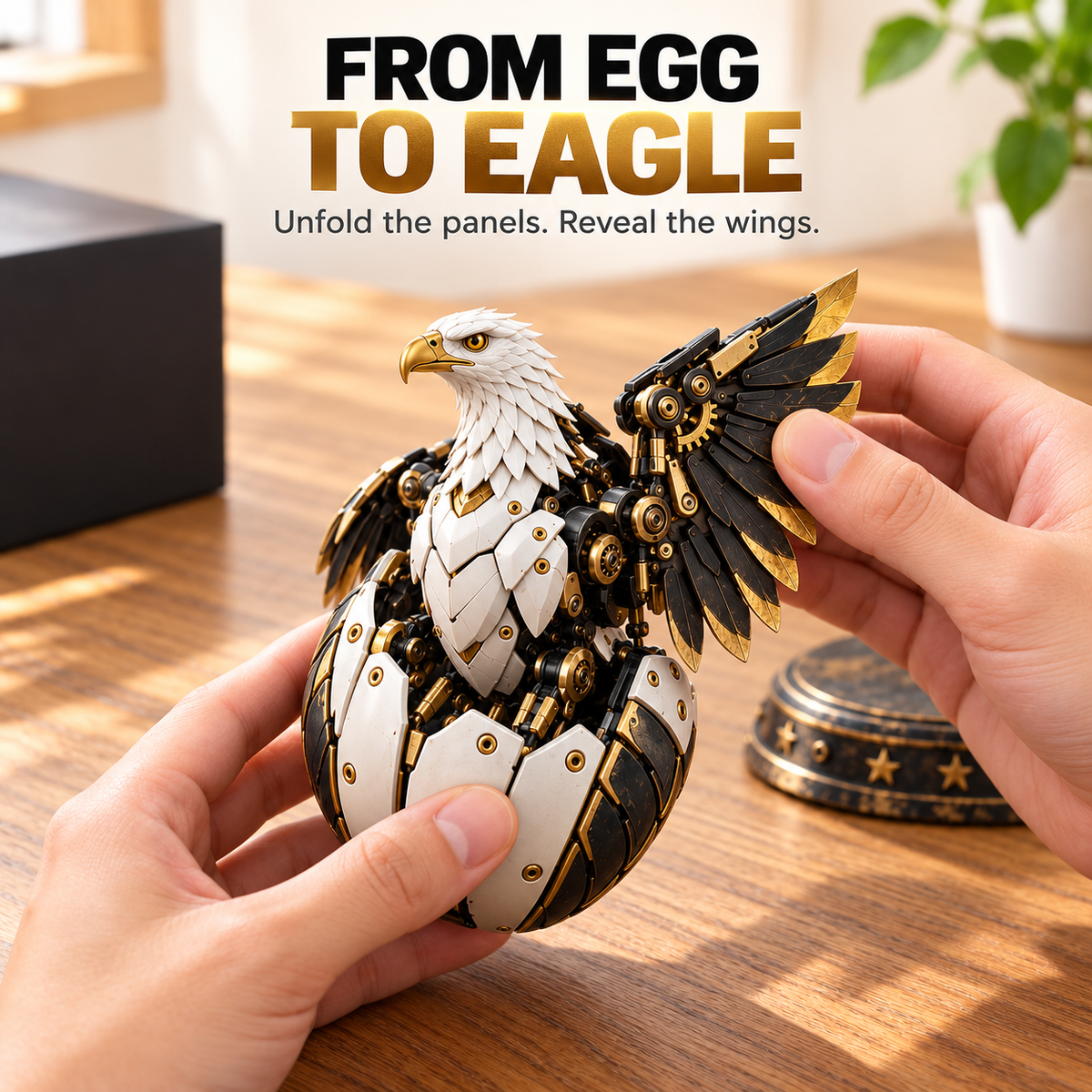 🦅 Egg To Bald Eagle – 2-in-1 Transforming Mechanical Figure