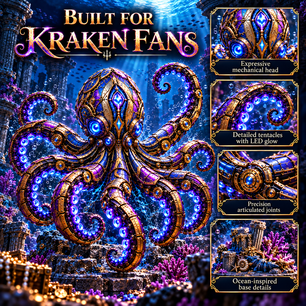 🐙 2-in-1 Transforming Mechanical Kraken Egg – Deep-Sea Guardian Figure