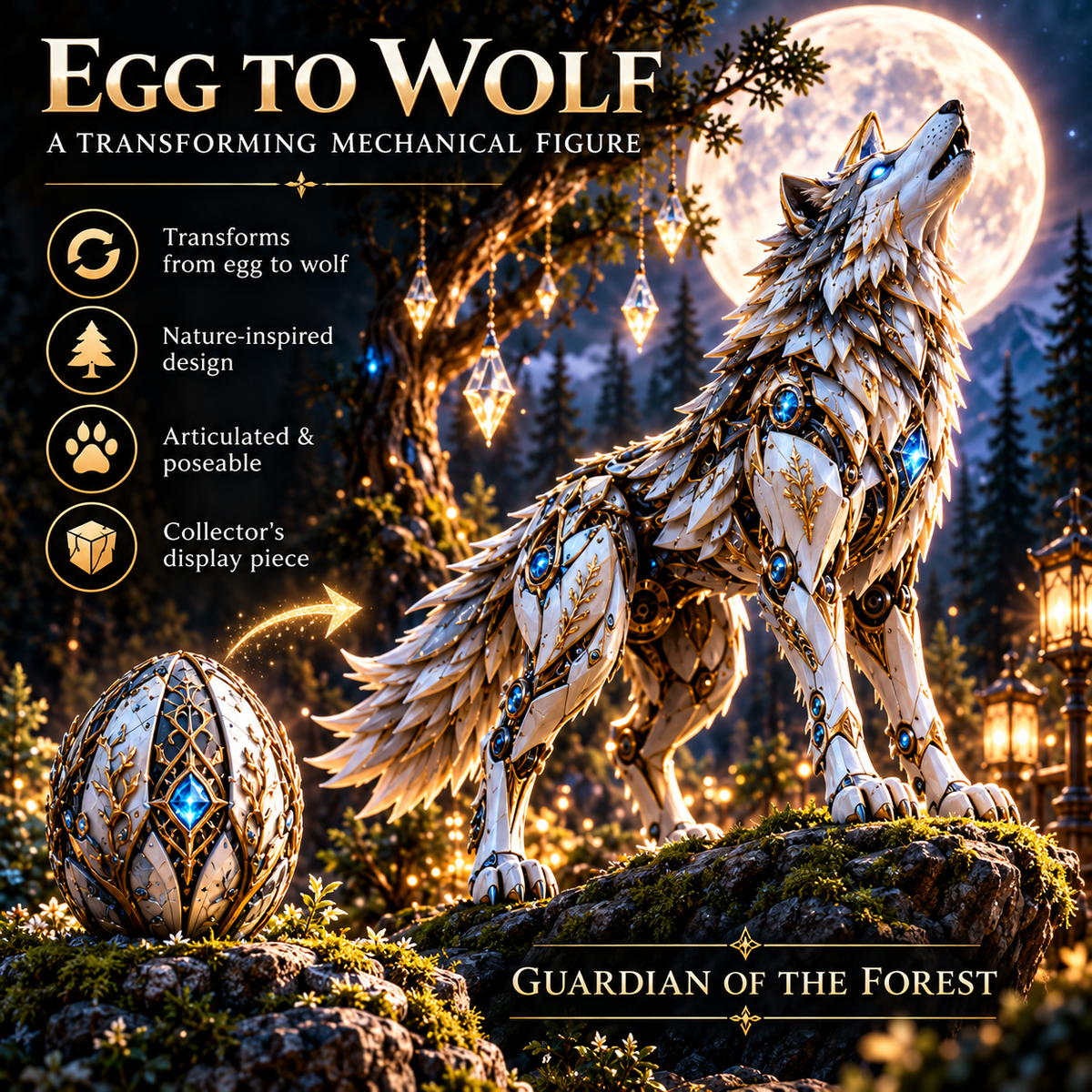 🐺 2-in-1 Transforming Mechanical Wolf Egg – Forest Guardian Figure