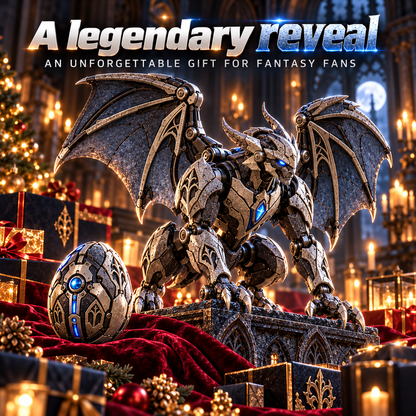 2 forms · 1 gothic guardian From Mechanical Egg to Gothic Gargoyle Start with a compact stone-metal egg, explore the transformation, then reveal a horned mechanical gargoyle with gothic wings, articulated claws and an icy blue core built for dramatic disp