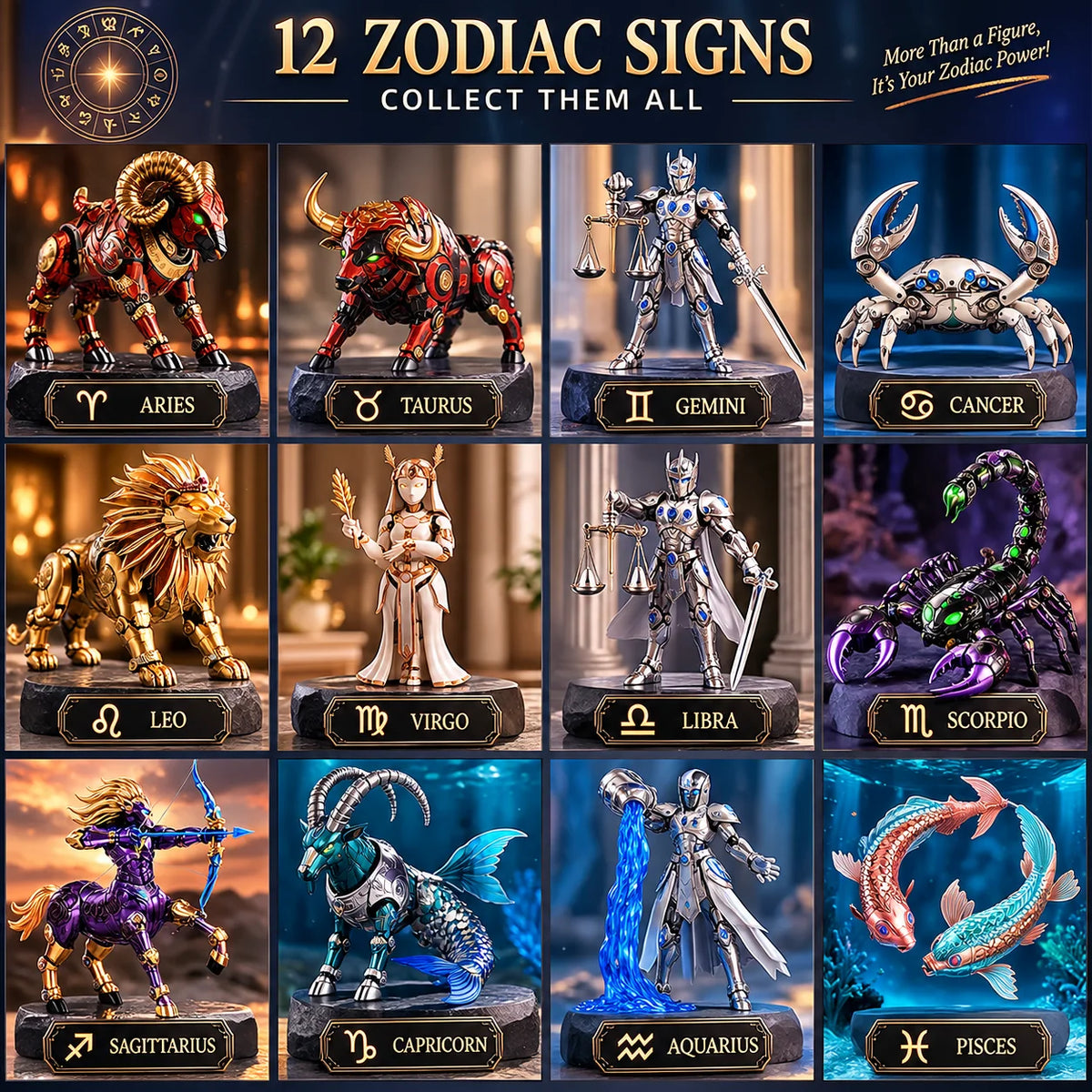 12 Zodiac Mecha™ – 2-in-1 Transforming Robot Collectibles