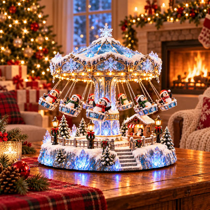 🎄 Christmas Sale 50% Off! 🐧 Penguin Winter Swing Carnival™ – Light-up Rotating Christmas Decoration ❄️✨